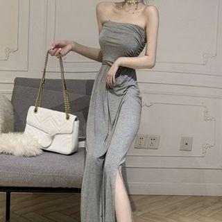 Off-shoulder Slim-fit Side-slit Dress