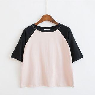 Raglan Elbow-sleeve Cropped T-shirt