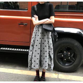 Short-sleeve Plain T-shirt / Dotted Pants