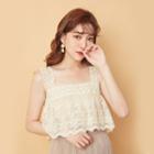 Wide-strap Lace Top Almond - One Size