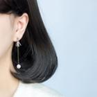 S925 Silver Bar And Faux-pearl Drop Earrings
