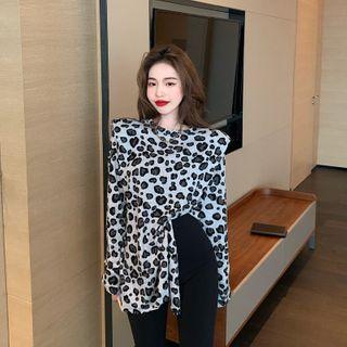 Long-sleeve Leopard T-shirt Leopard - Black & Gray - One Size
