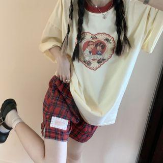 Round-neck Vintage Print T-shirt