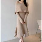Off-shoulder Midi A-line Sweater Dress