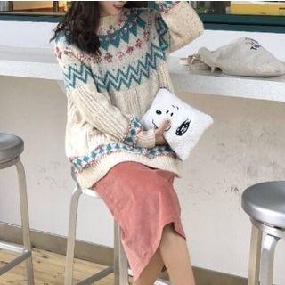 Patterned Sweater / Midi Skirt