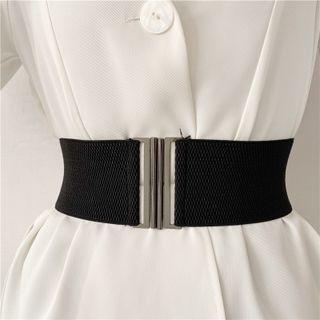 Wide Elastic Waist Belt Black - One Size