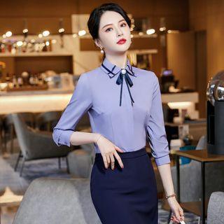 Plain Blouse / Mini Skirt / Ribbon / Set