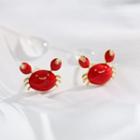 Crab Sterling Silver Earring 1 Pair - Red & Gold - One Size