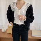 Long-sleeve Lace Blouse / Button Cardigan