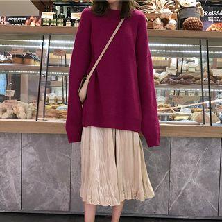 Crew-neck Loose-fit Sweater / Midi A-line Skirt
