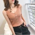 Button-up Rib Knit Tank Top