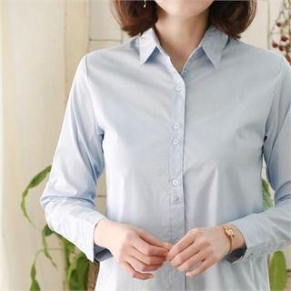 Tab-sleeve Round-hem Shirt