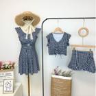 Gingham Ruffled Sleeveless Swim Top / Swim Skirt / Swim Dress / Set