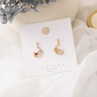 Rhinestone Crescent Drop Earring 1 Pair - As Shown In Figure - One Size