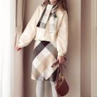 Set: Sweatshirt + Plaid Mini Skirt + Scarf