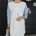 Striped Panel Round-neck Tunic