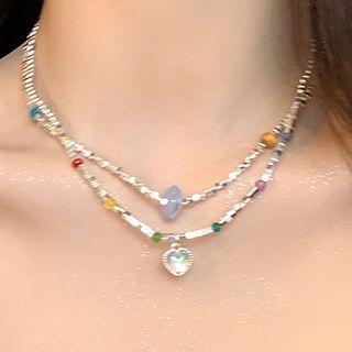 Heart Moonstone Pendant Layered Necklace