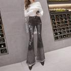 Sequined Star Fringed Boot-cut Jeans