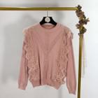 Lace-up Sweater Pink - One Size