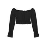 Off-shoulder Long-sleeve Cropped Chiffon Top