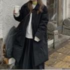 Long Padded Button Coat Black - One Size