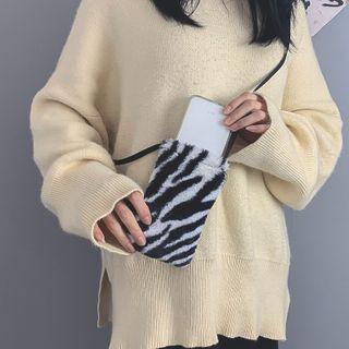 Zebra Print Furry Mini Crossbody Bag