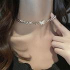Butterfly Alloy Choker Silver White - One Size
