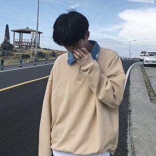 Denim Collar Pullover