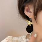 Petal Faux Pearl Alloy Dangle Earring 1 Pair - Gold - One Size