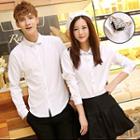 Couple Matching Embellished Fox Collar Shirt