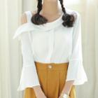 One-shoulder Elbow-sleeve Blouse