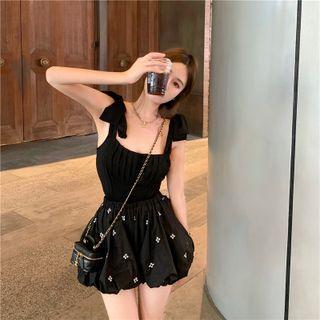 Spaghetti Strap Top / Embroidered Shorts