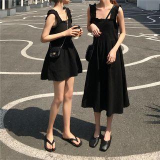 Wood-ear Trim Spagehtti-strap Mini Skirt / Wood-ear Trim Spagehtti-strap Maxi Dress