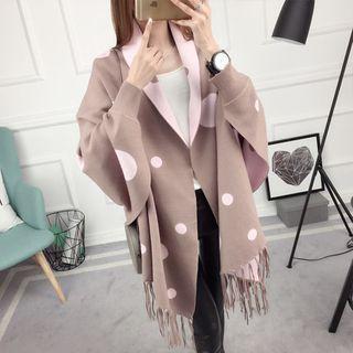 Polka Dot Fringe Hem Poncho