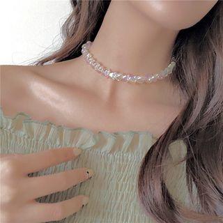 Heart Faux Crystal Choker Necklace - One Size