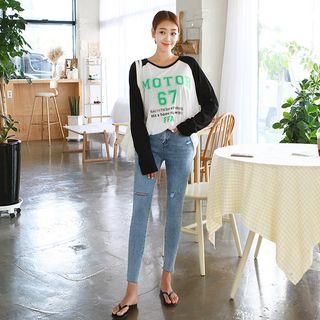 Letter-printed Raglan-sleeve T-shirt