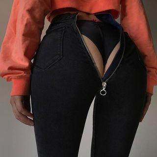Zip Back High-waist Skinny Jeans
