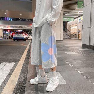 Flower Print Capri Loose Fit Pants
