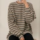 Loose-fit Round-neck Striped Long-sleeve Sweater