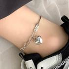 Heart Alloy Anklet Silver - One Size