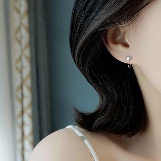 Heart Hoop Earring 1 Pair - 925 Silver - One Size