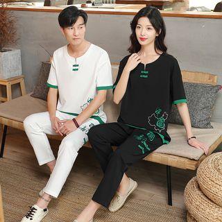 Couple Matching Set: Short Sleeve Print T-shirt + Pants