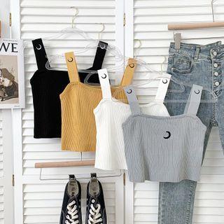 Moon-embroidered Knit Camisole Top
