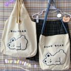 Bear Applique Tote Bag / Crossbody Bag