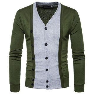 Mock Two-piece Contrast Trim Cardigan