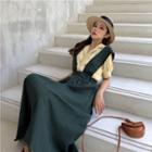 Short-sleeve V-neck Blouse Yellow - Shirt - One Size