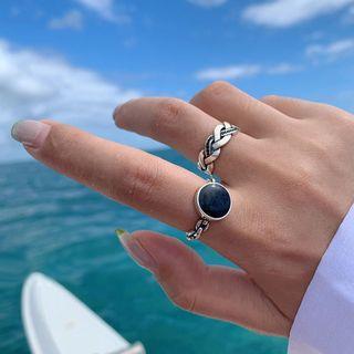 925 Sterling Silver Opal Disc Ring