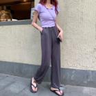 Short-sleeve Smocked Blouse / Harem Pants