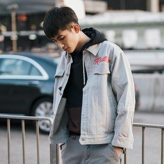Letter Colour Block Corduroy Jacket