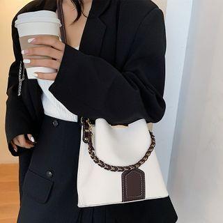 Two-tone Panel Bucket Bag